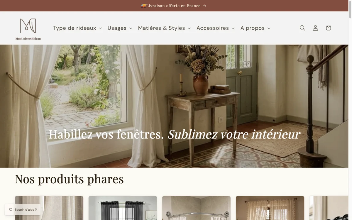 Capture principale : Boutique Shopify de décoration