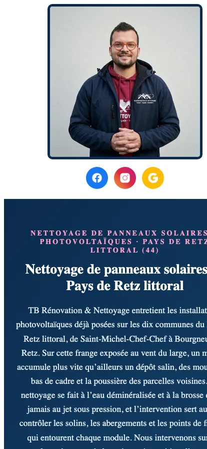 La même page sur téléphone